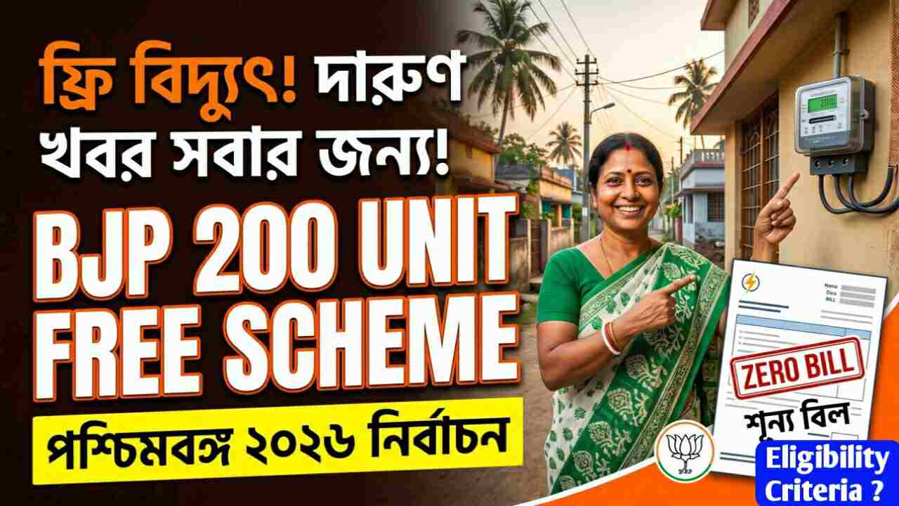 BJP 200 Unit Free Electric Bill Scheme 2026 West Bengal